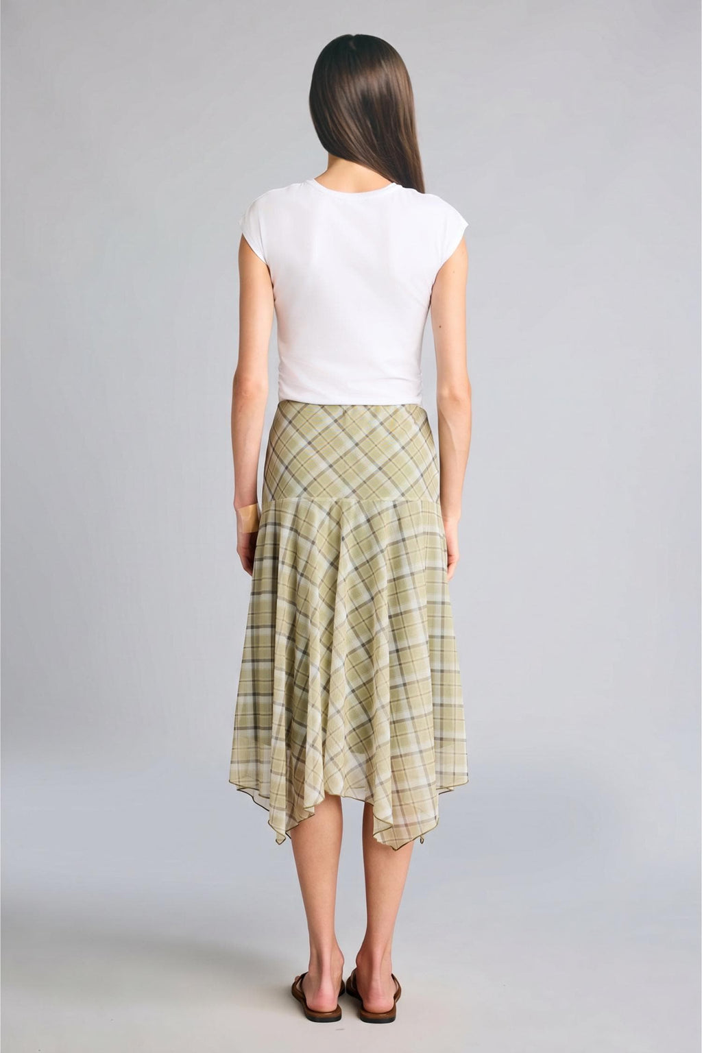 A-Line Checkered Normal Waist Tulle Skirt