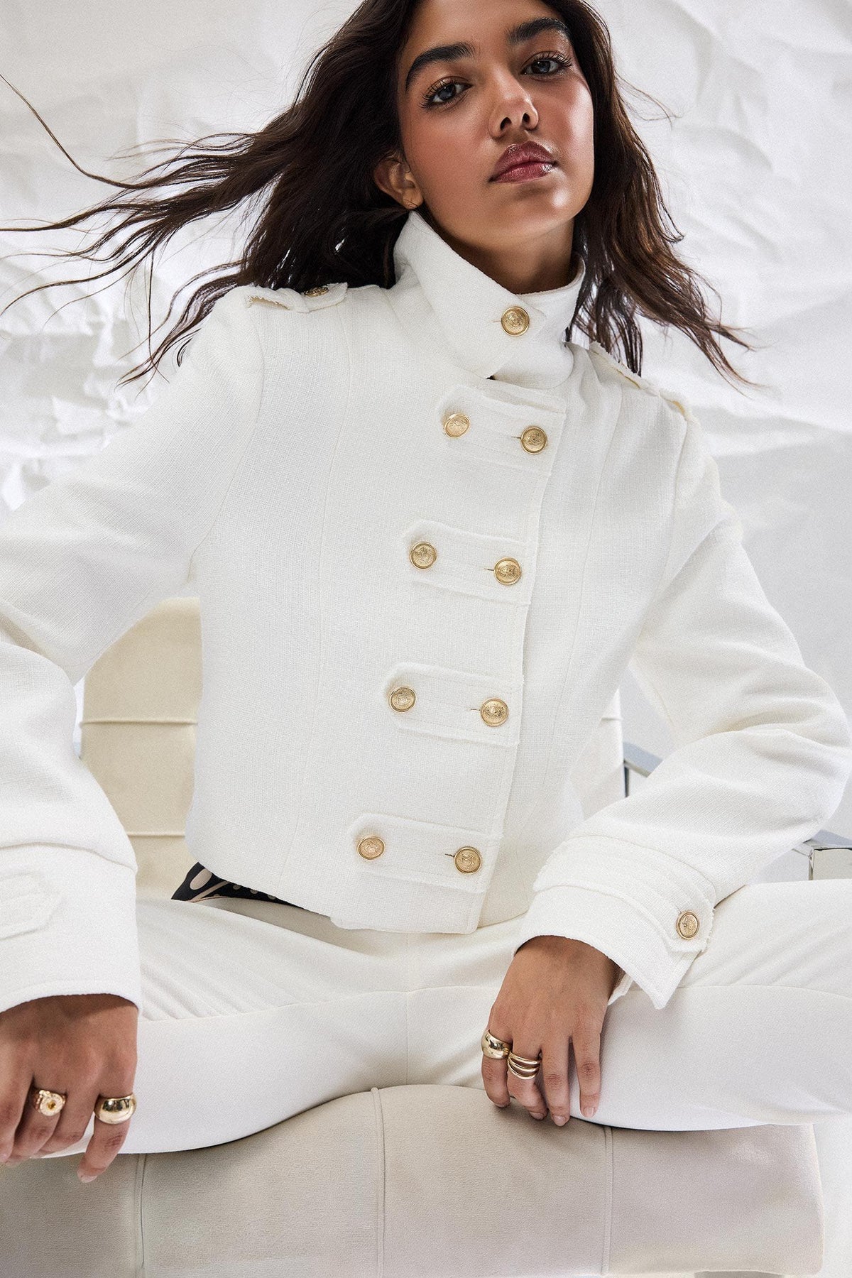 High Collar Tweed Napoleon Jacket Main image