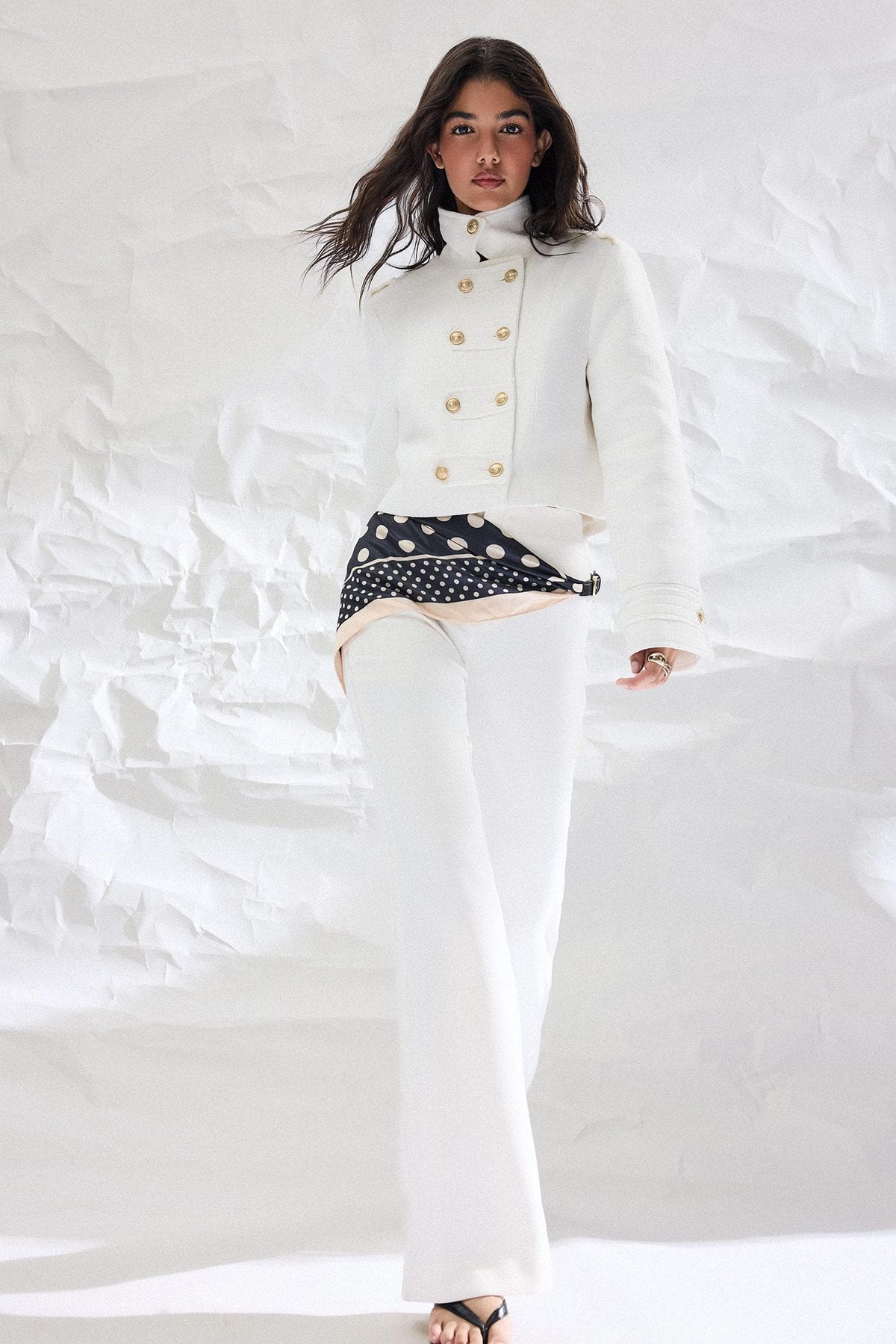 High Collar Tweed Napoleon Jacket