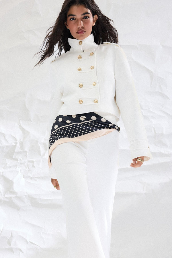 High Collar Tweed Napoleon Jacket