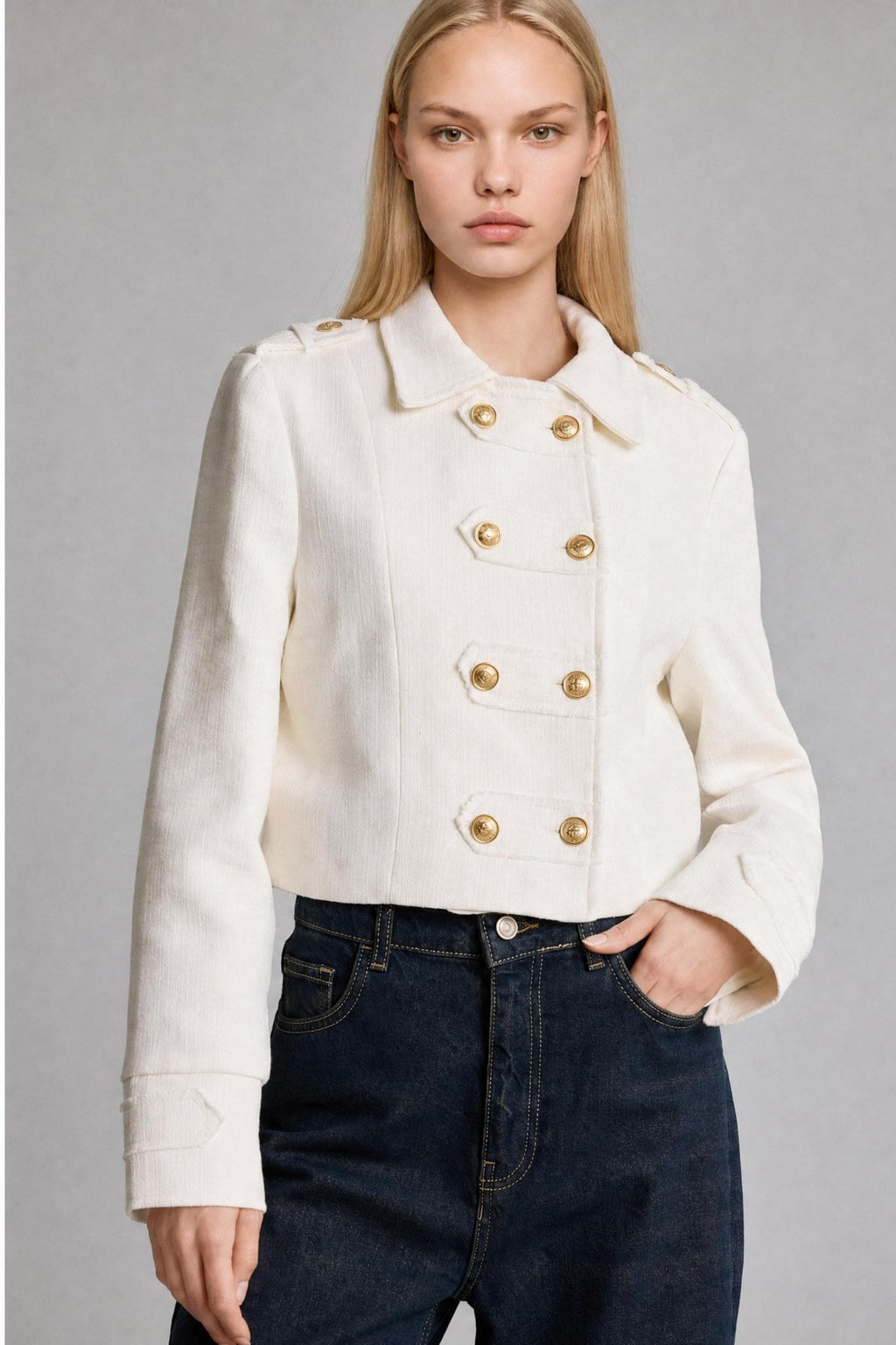High Collar Tweed Napoleon Jacket