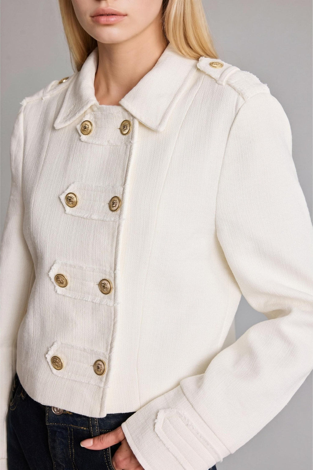 High Collar Tweed Napoleon Jacket