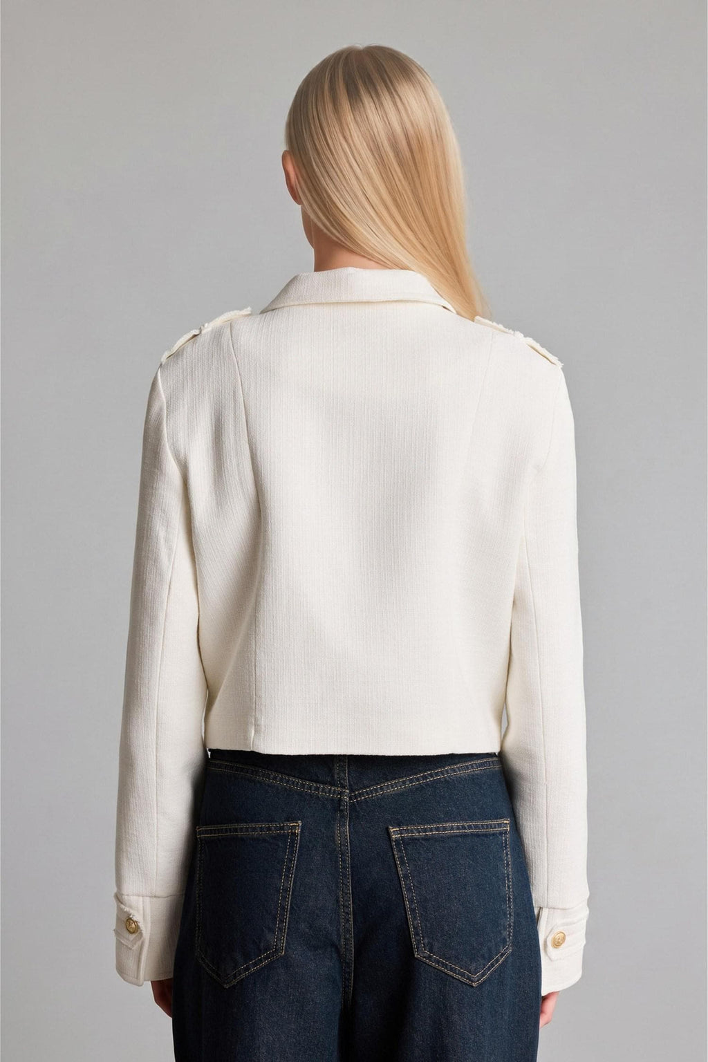 High Collar Tweed Napoleon Jacket