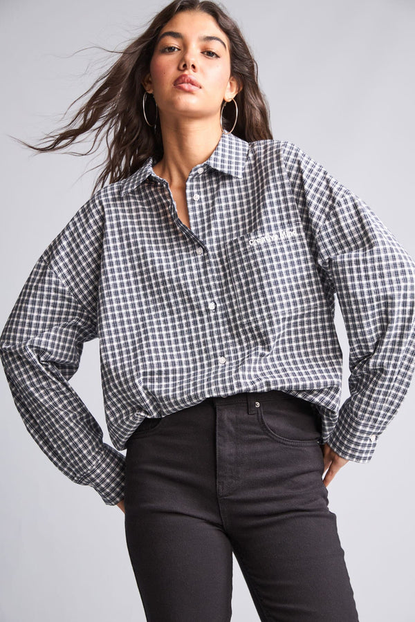 Cotton Overless Check Seersucker Textured Long Sleeve Red Shirt