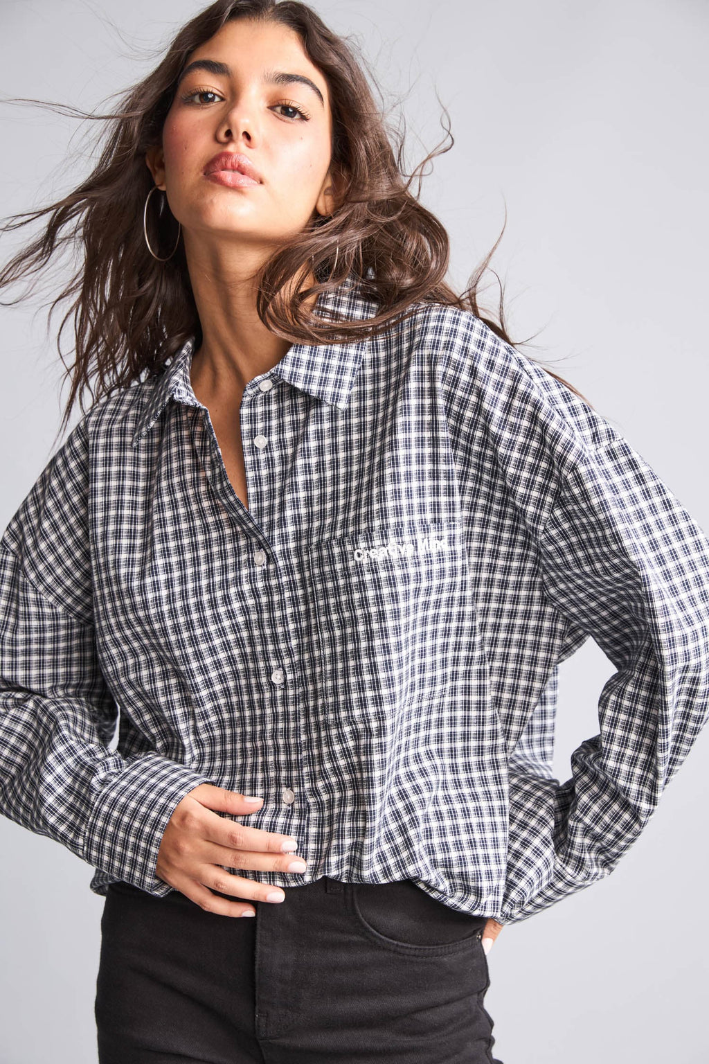 Cotton Overless Check Seersucker Textured Long Sleeve Red Shirt