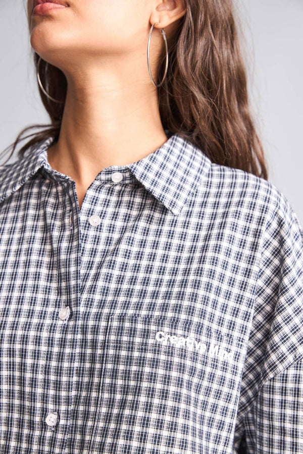 Cotton Overless Check Seersucker Textured Long Sleeve Red Shirt
