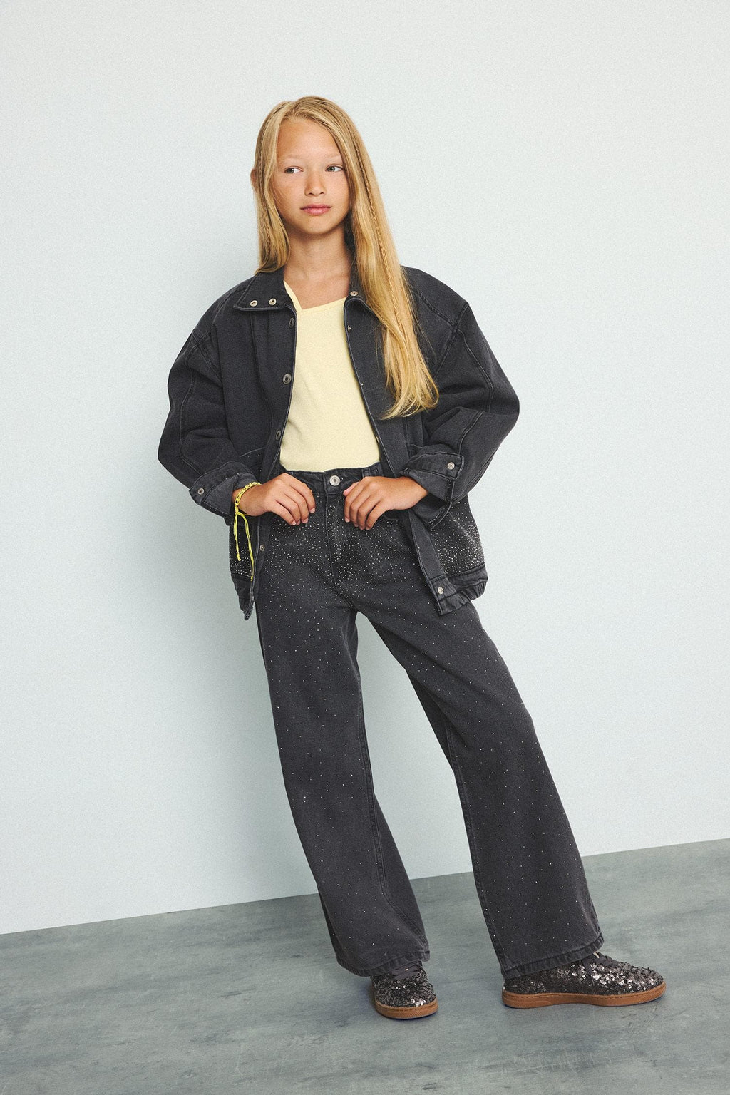 100% Cotton High Collar Jean Jacket Girls