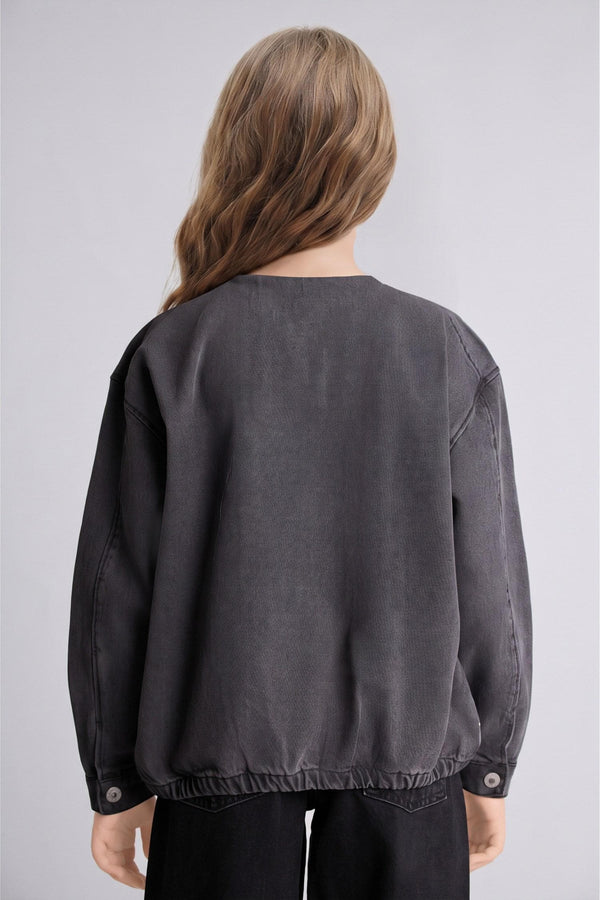 100% Cotton High Collar Jean Jacket Girls