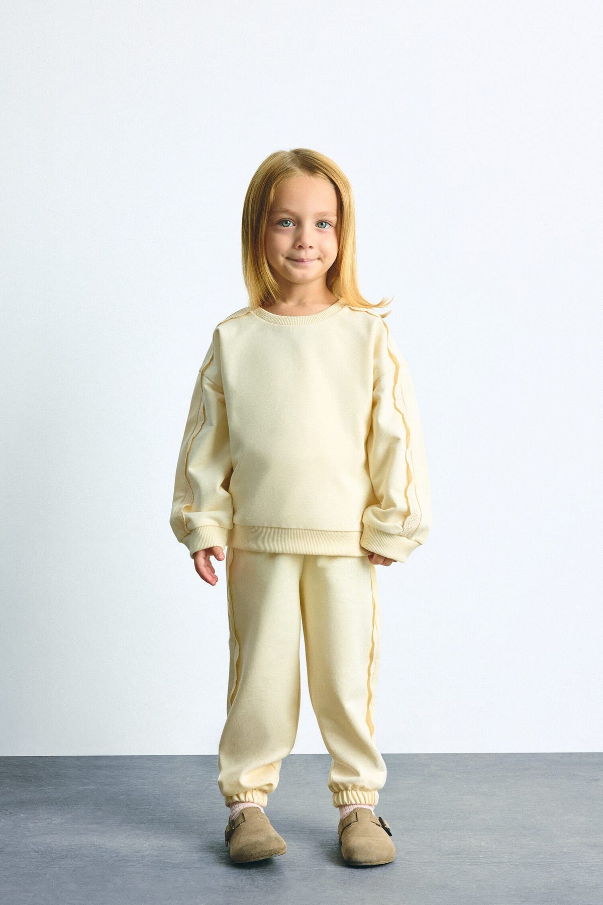 Cotton Regular Fit Long Sleeve Top Elastic Leg Bottom 2 Set Baby Girl