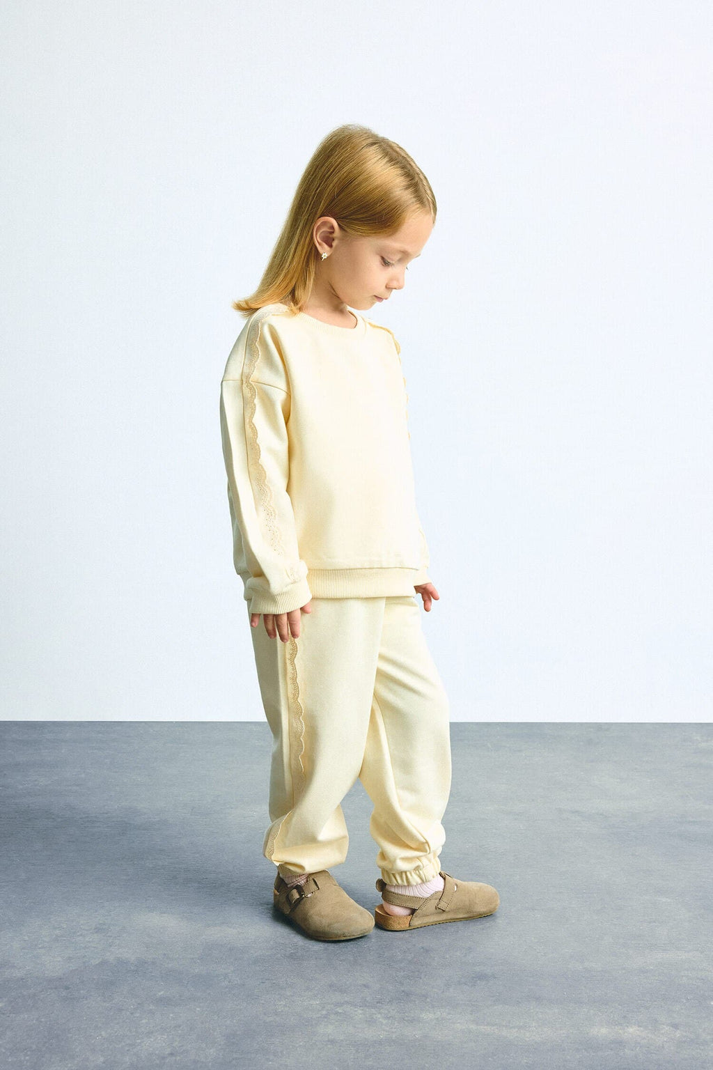 Cotton Regular Fit Long Sleeve Top Elastic Leg Bottom 2 Set Baby Girl