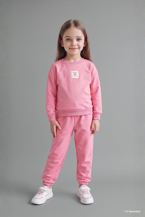 100% Cotton Regular Fit Crew Neck Printed Top Elastic Leg Bottom 2 Pieces Pajama Set Baby Girl