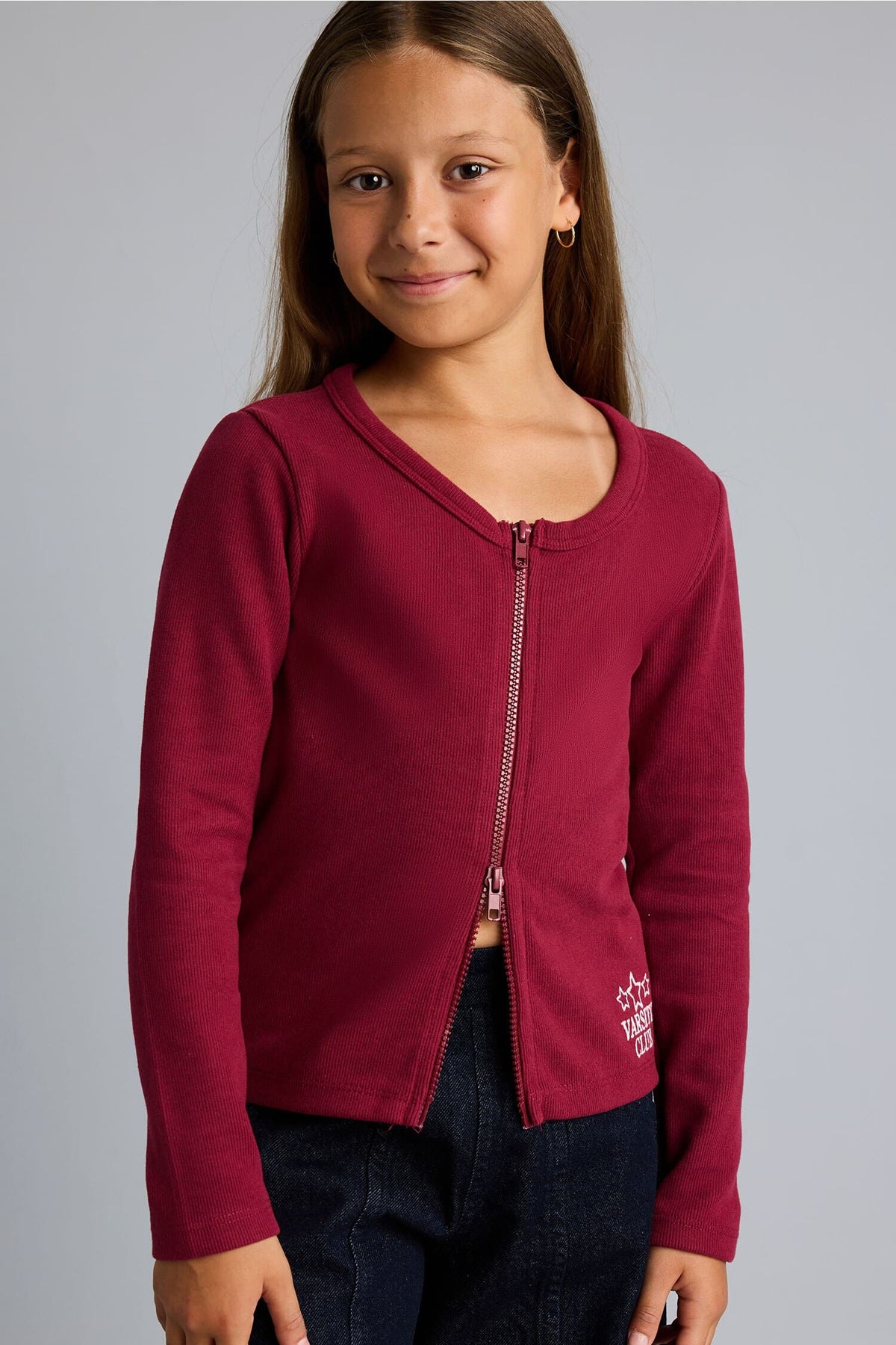 Round Neck Zippered Printed Thessaloniki Fabric Cardigan Girl Main image