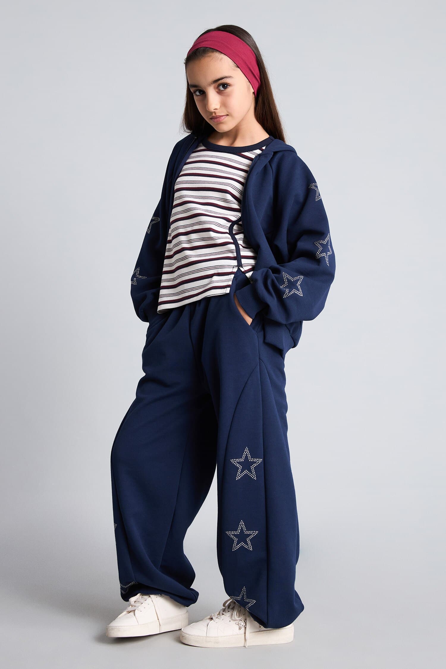 Hooded Zippered Star Detailed Sweatshirt Cardigan Girl Secondary image