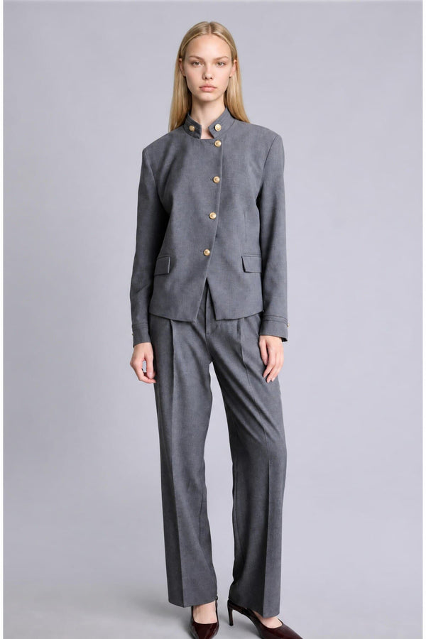Regular Fitt High Collar Blazer Jacket