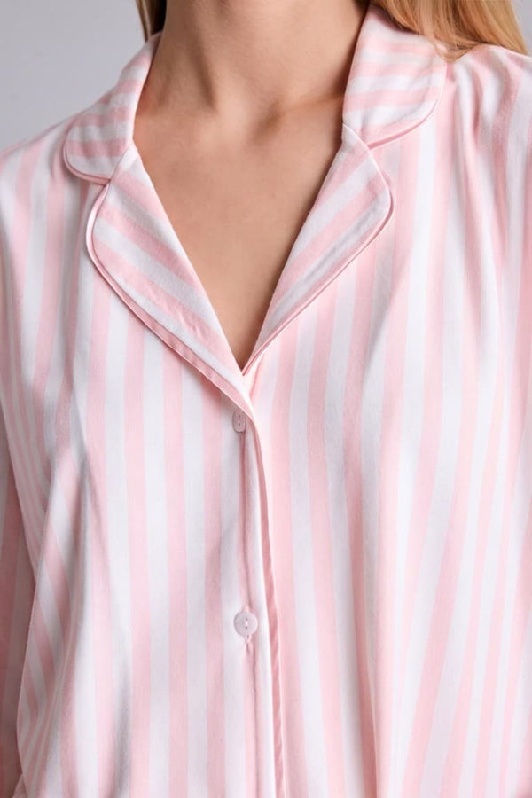 Regular Fit Short Sleeve 2-Piece Softshell Pink Pajama Set