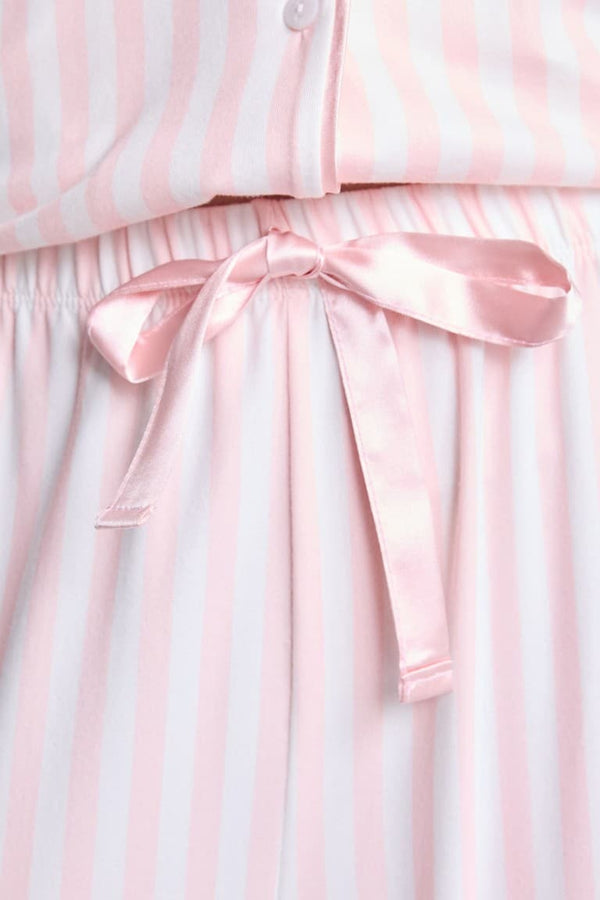 Regular Fit Short Sleeve 2-Piece Softshell Pink Pajama Set