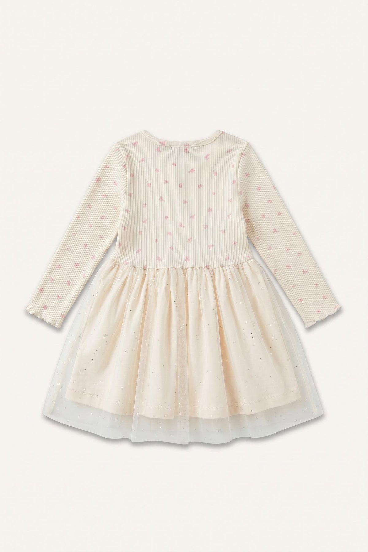 Cotton Embroidered Long Sleeve Ribbed Light Pink Dress Baby Girl