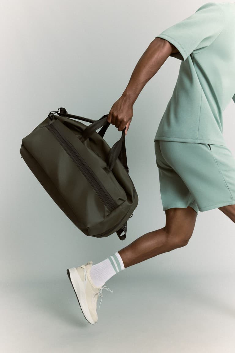 Faux Leather Khaki Sports and Travel Bag
