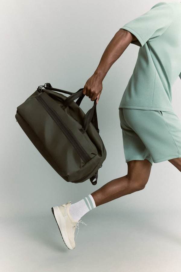 Faux Leather Khaki Sports and Travel Bag