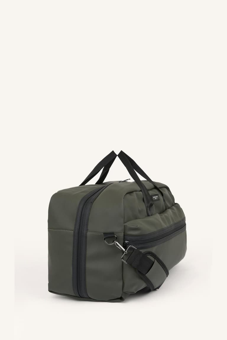 Faux Leather Khaki Sports and Travel Bag