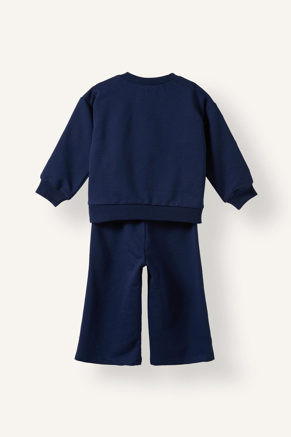 100% Cotton Bow Detailed Printed Basic Sweatshirt Top Wide Cut Bottom 2 Set Baby Girl