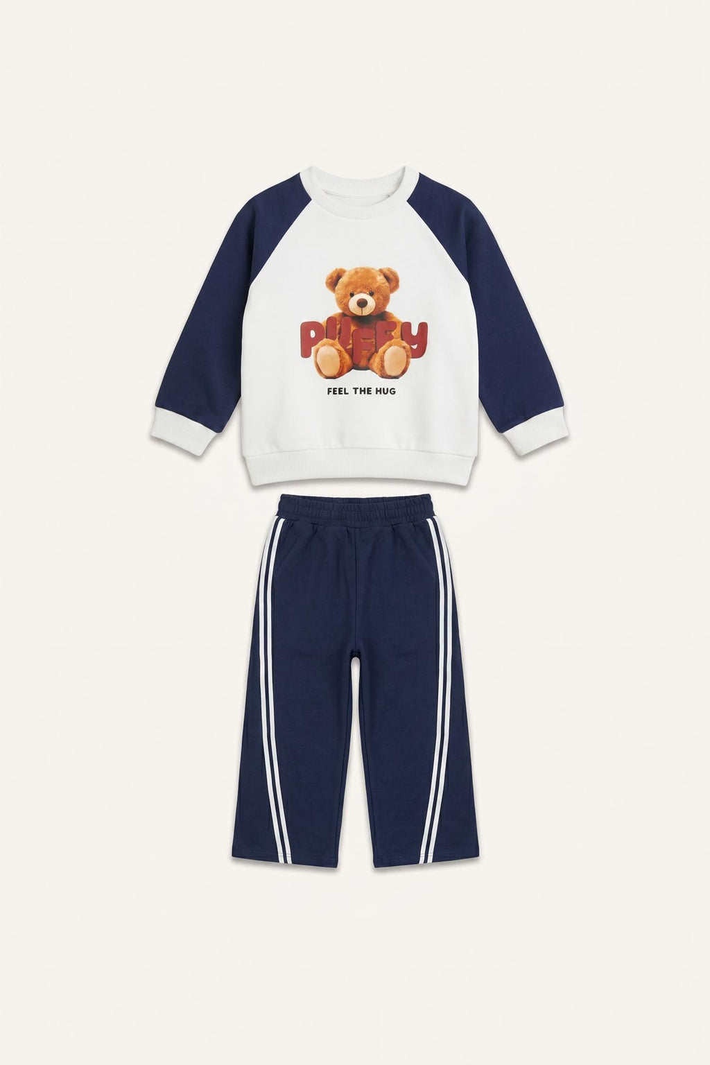 Regular Fit Teddy Bear Long Sleeve Elastic Leg Bottom 2 Set Baby Girl