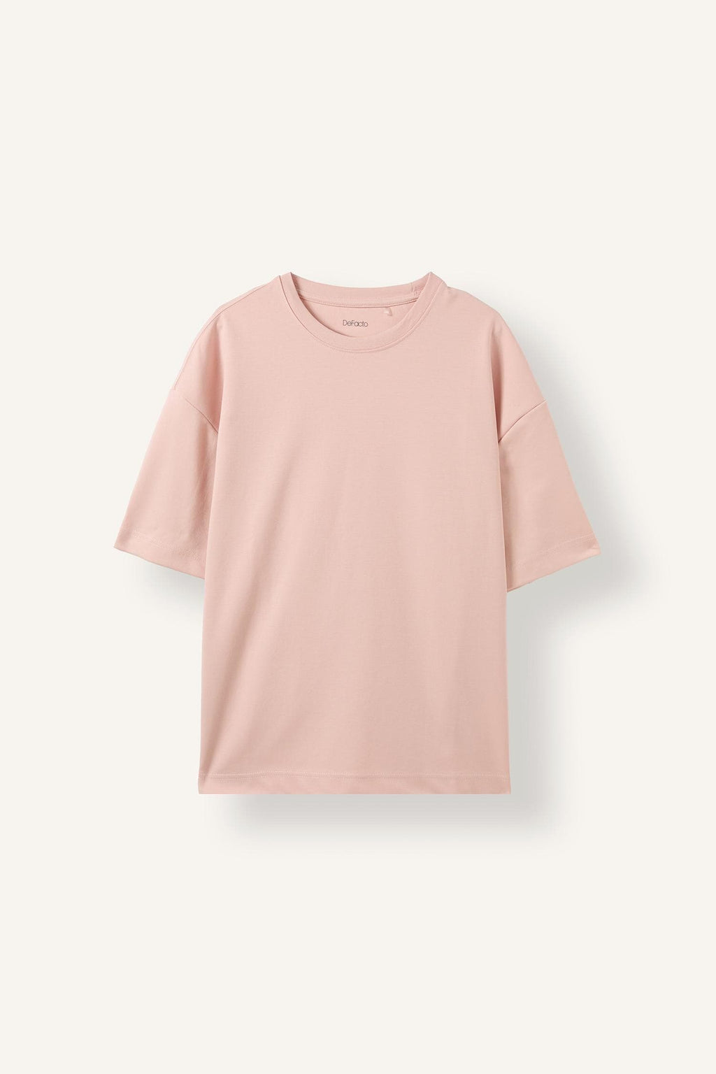 Boxy Fit Crew Neck Off Shoulder Rolled Sleeve Basic T-Shirt