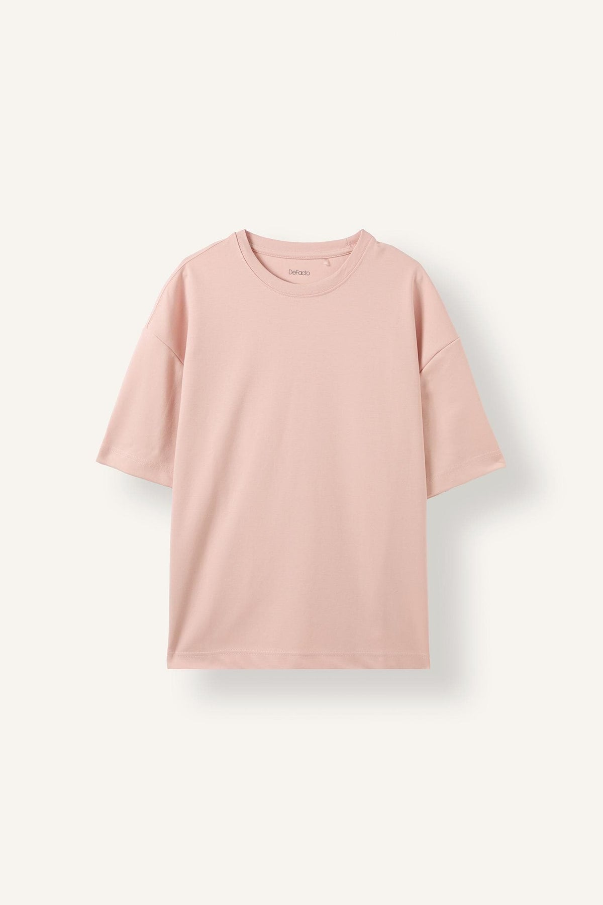 Boxy Fit Crew Neck Off Shoulder Rolled Sleeve Basic T-Shirt