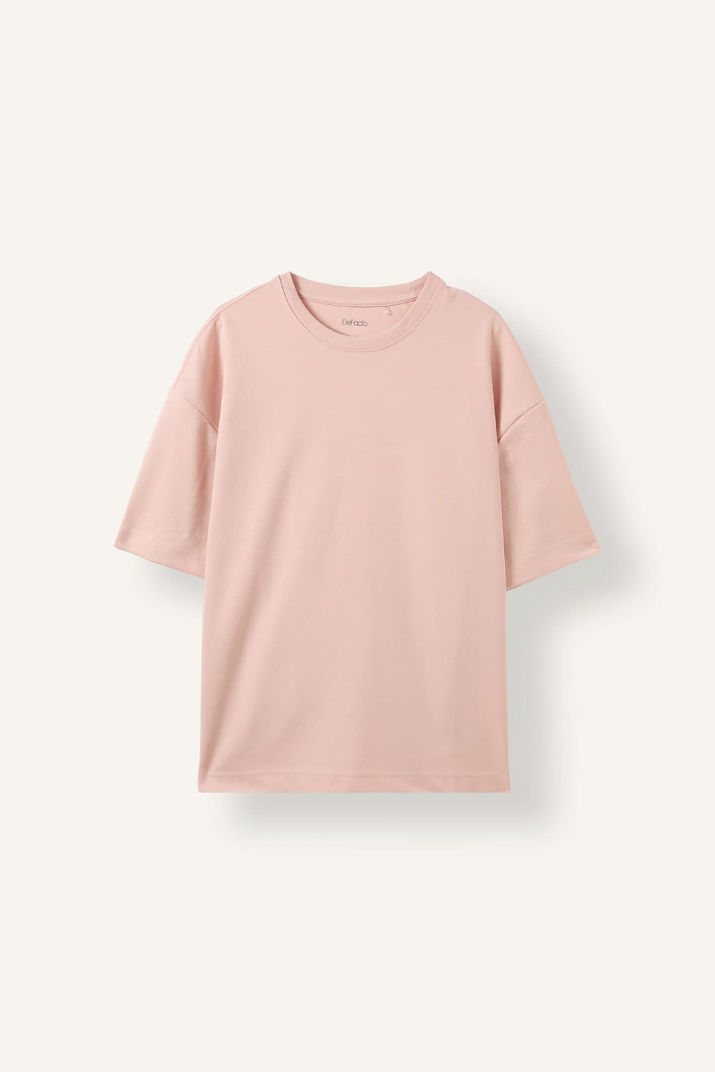 Boxy Fit Crew Neck Off Shoulder Rolled Sleeve Basic T-Shirt
