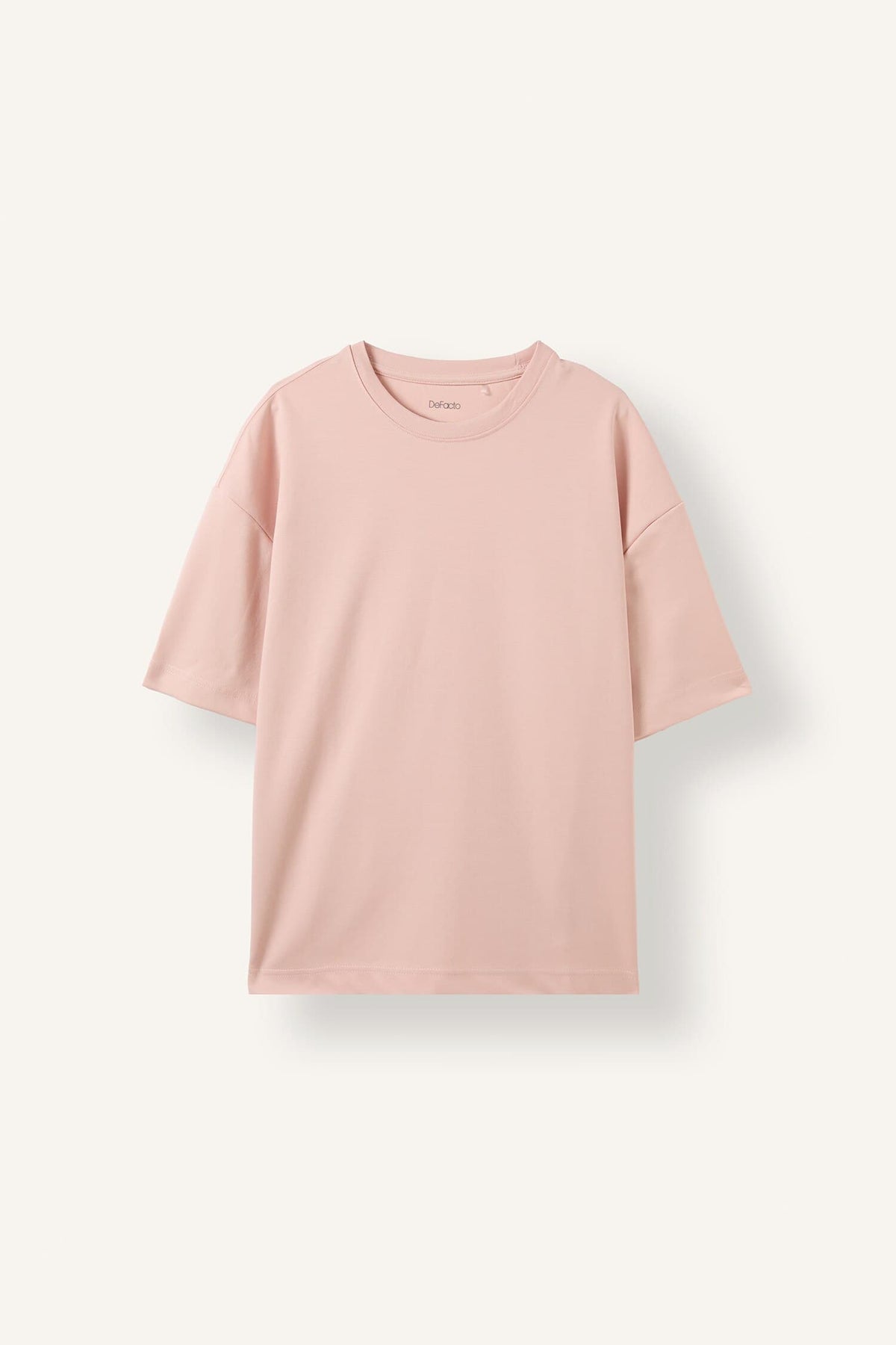 Boxy Fit Crew Neck Off Shoulder Rolled Sleeve Basic T-Shirt