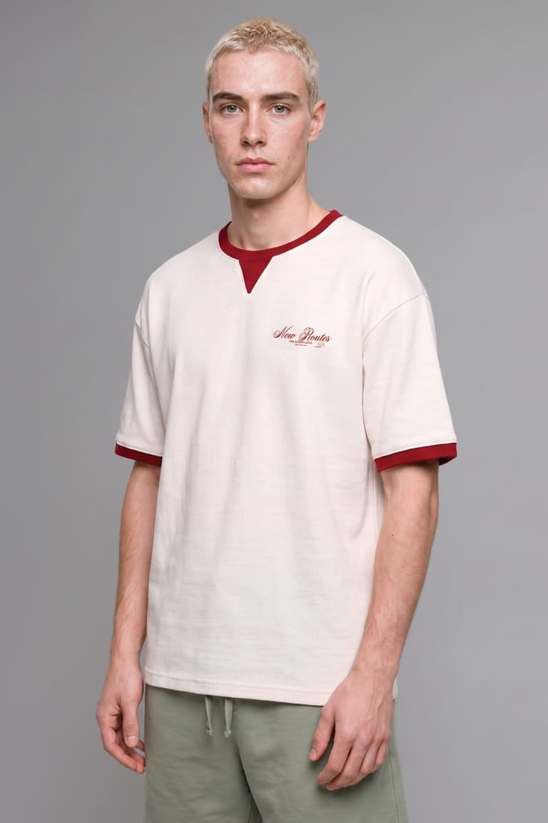 100% Cotton Boxy Fit Crew Neck Short Sleeve Red T-Shirt