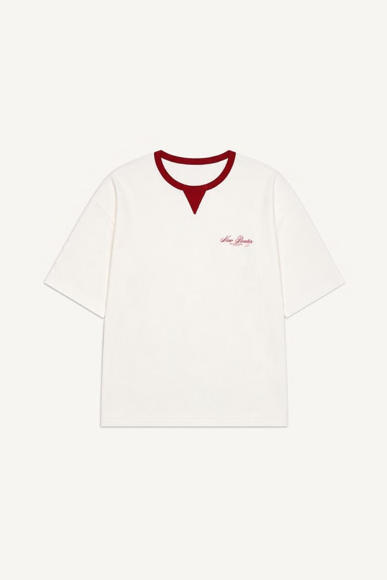 100% Cotton Boxy Fit Crew Neck Short Sleeve Red T-Shirt