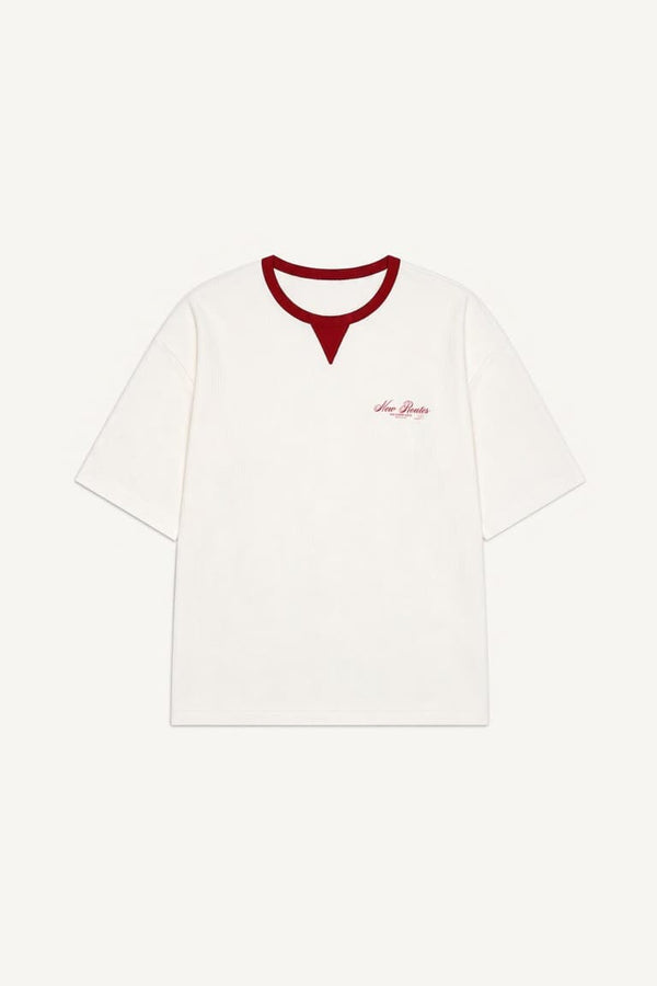 100% Cotton Boxy Fit Crew Neck Short Sleeve Red T-Shirt