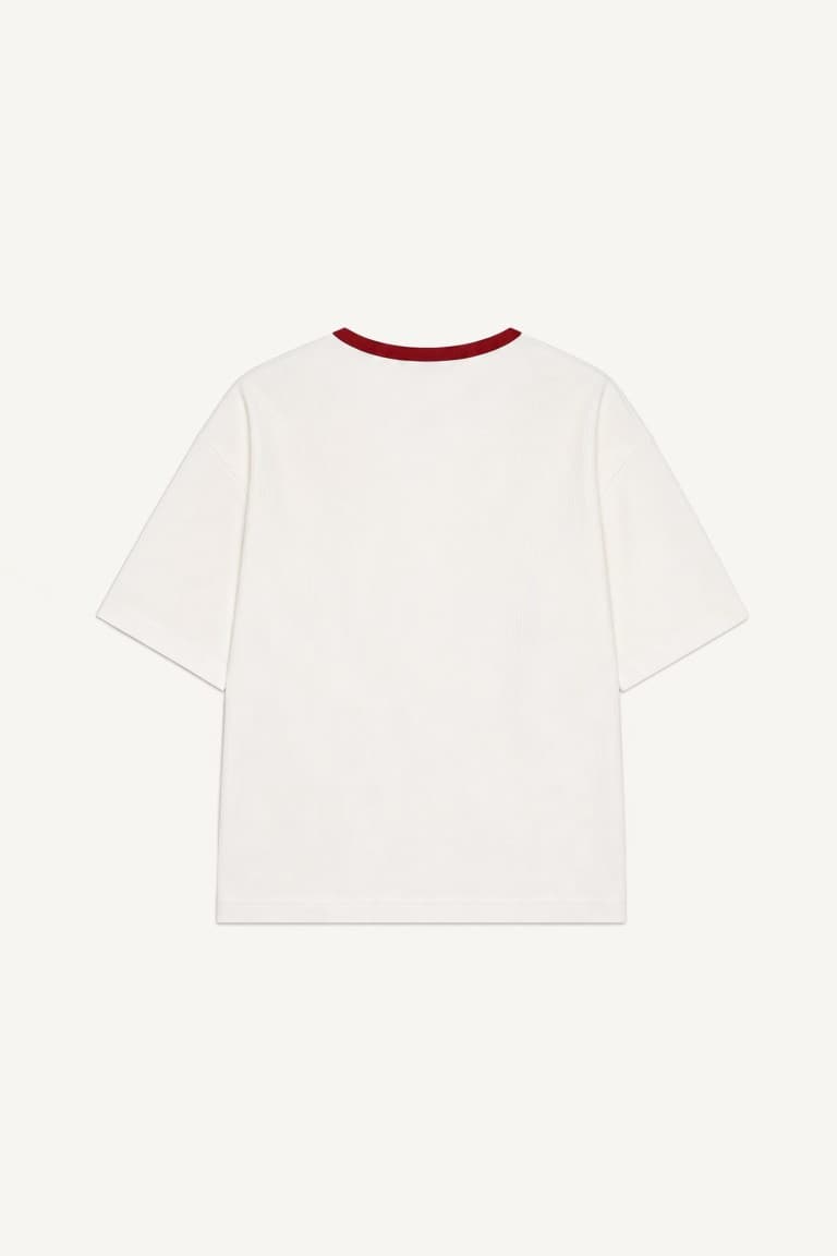 100% Cotton Boxy Fit Crew Neck Short Sleeve Red T-Shirt