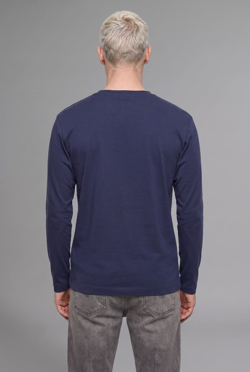 Boxy Fit Crew Neck Cotton Long Sleeve Basic T-Shirt