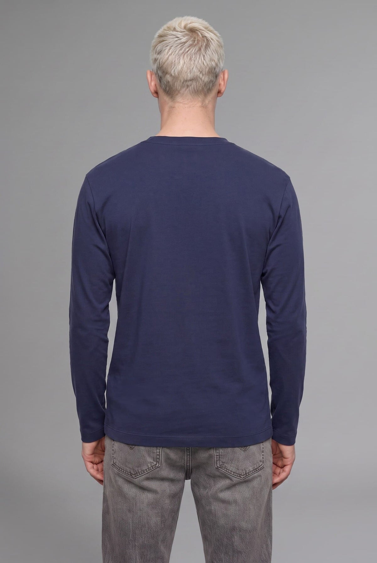Boxy Fit Crew Neck Cotton Long Sleeve Basic T-Shirt