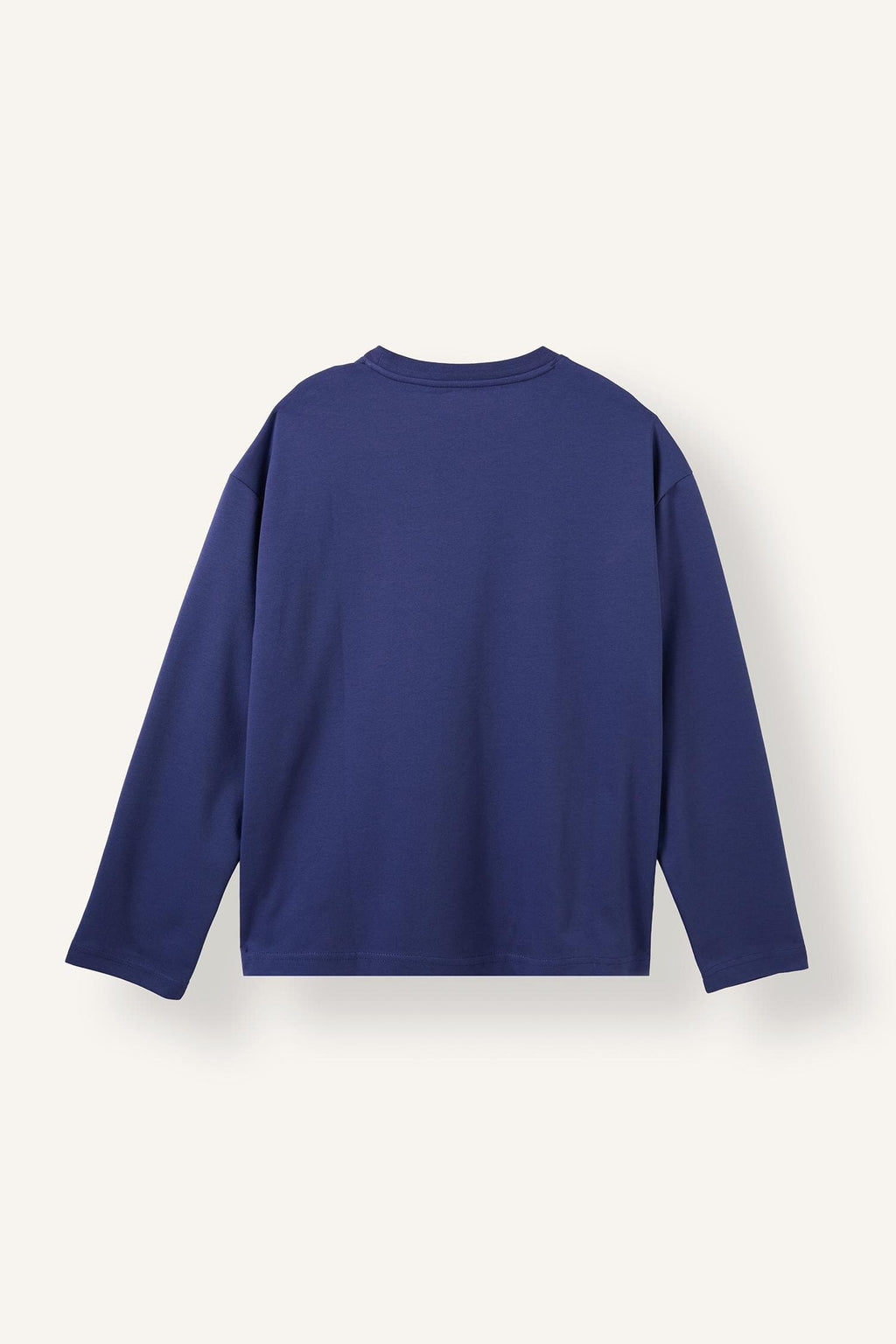 Boxy Fit Crew Neck Cotton Long Sleeve Basic T-Shirt