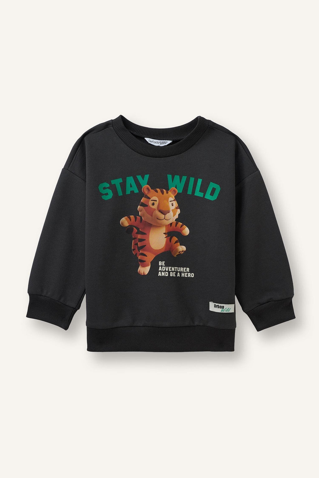 100% Cotton Oversize Tiger Printed and Written Long Sleeve Sweatshirt Baby Boy