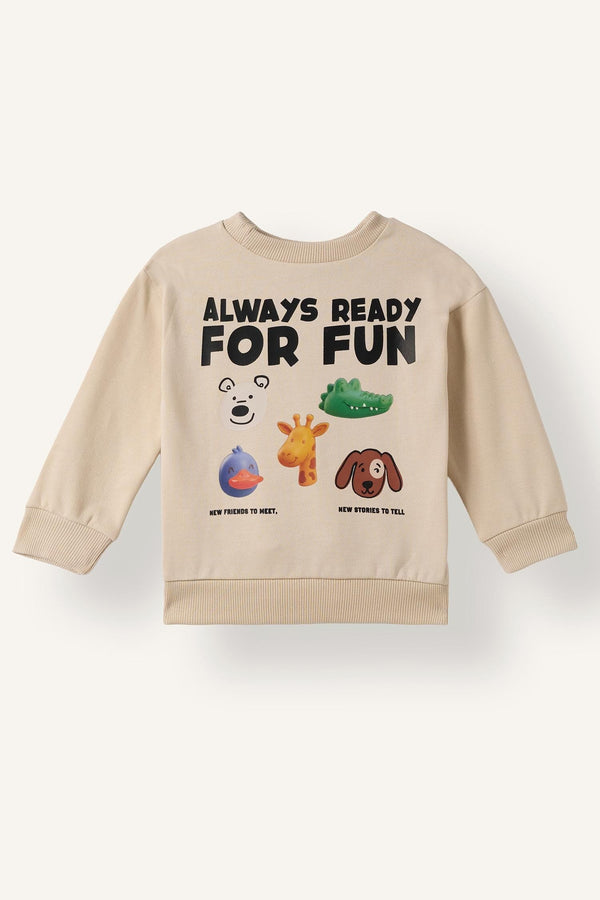 100% Cotton Overless Animal Printed Soft Fluff Thin Sweatshirt Fabric Sweatshirt Baby Boy