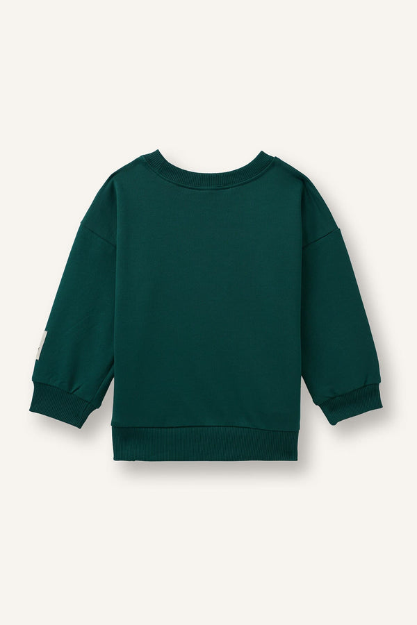 Oversize Animal and Text Printed Crew Neck Sweatshirt Baby Boy