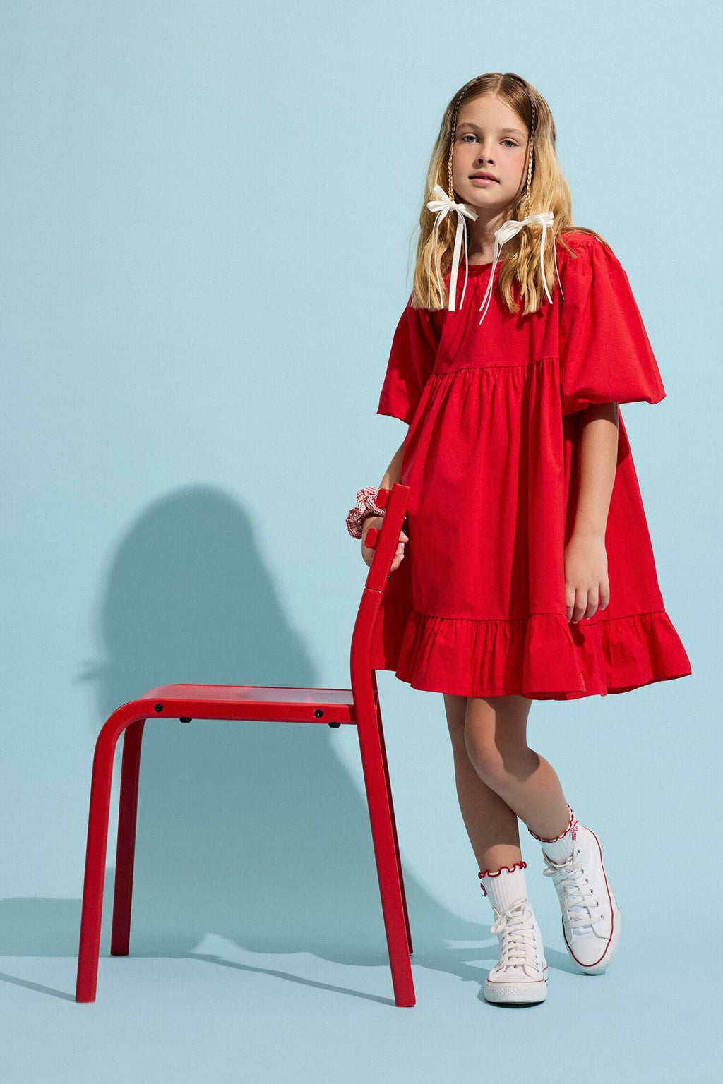 100% Cotton Short Sleeve Poplin Dress Girls