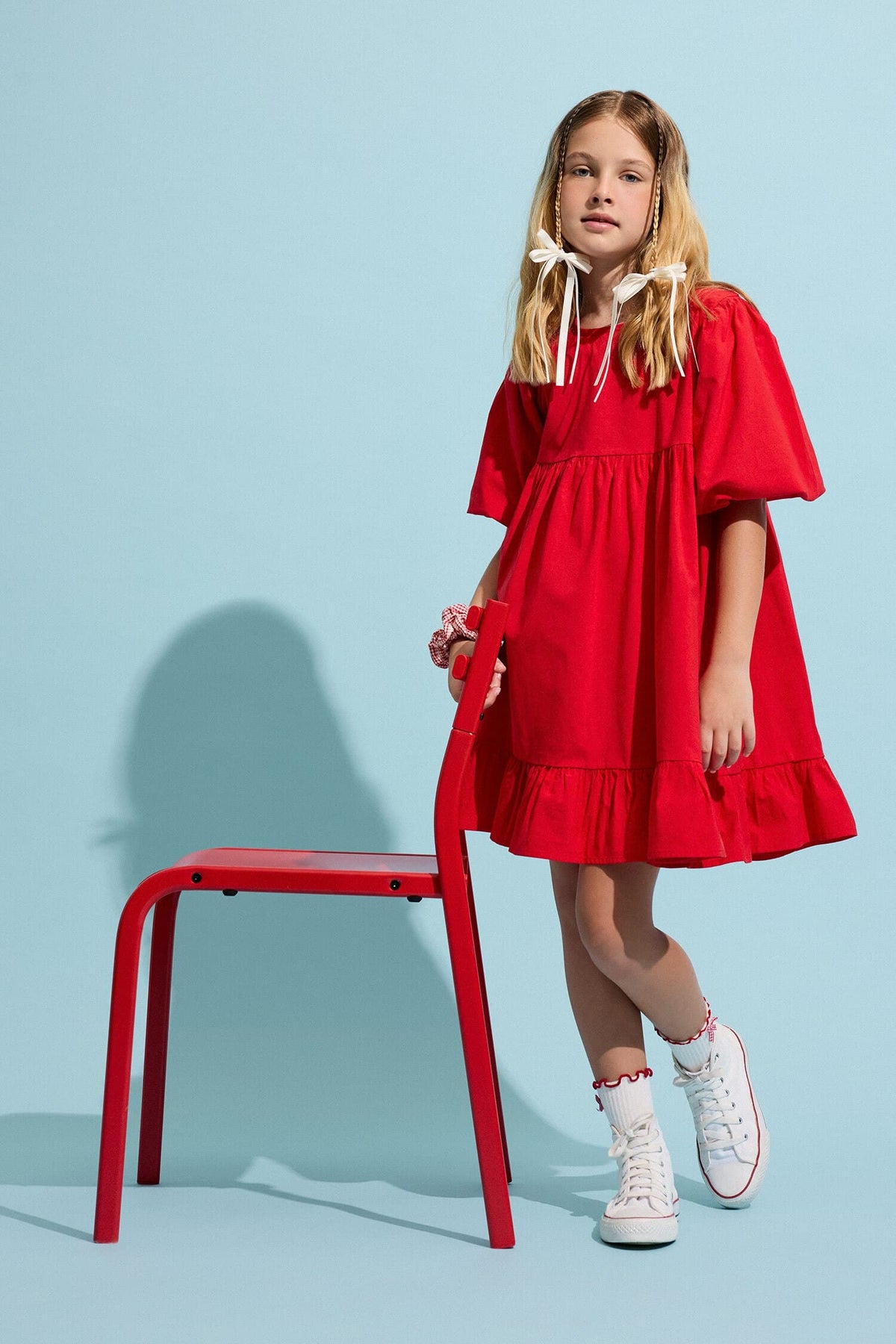 100% Cotton Short Sleeve Poplin Dress Girls