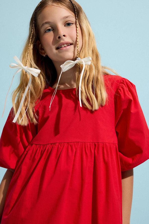 100% Cotton Short Sleeve Poplin Dress Girls