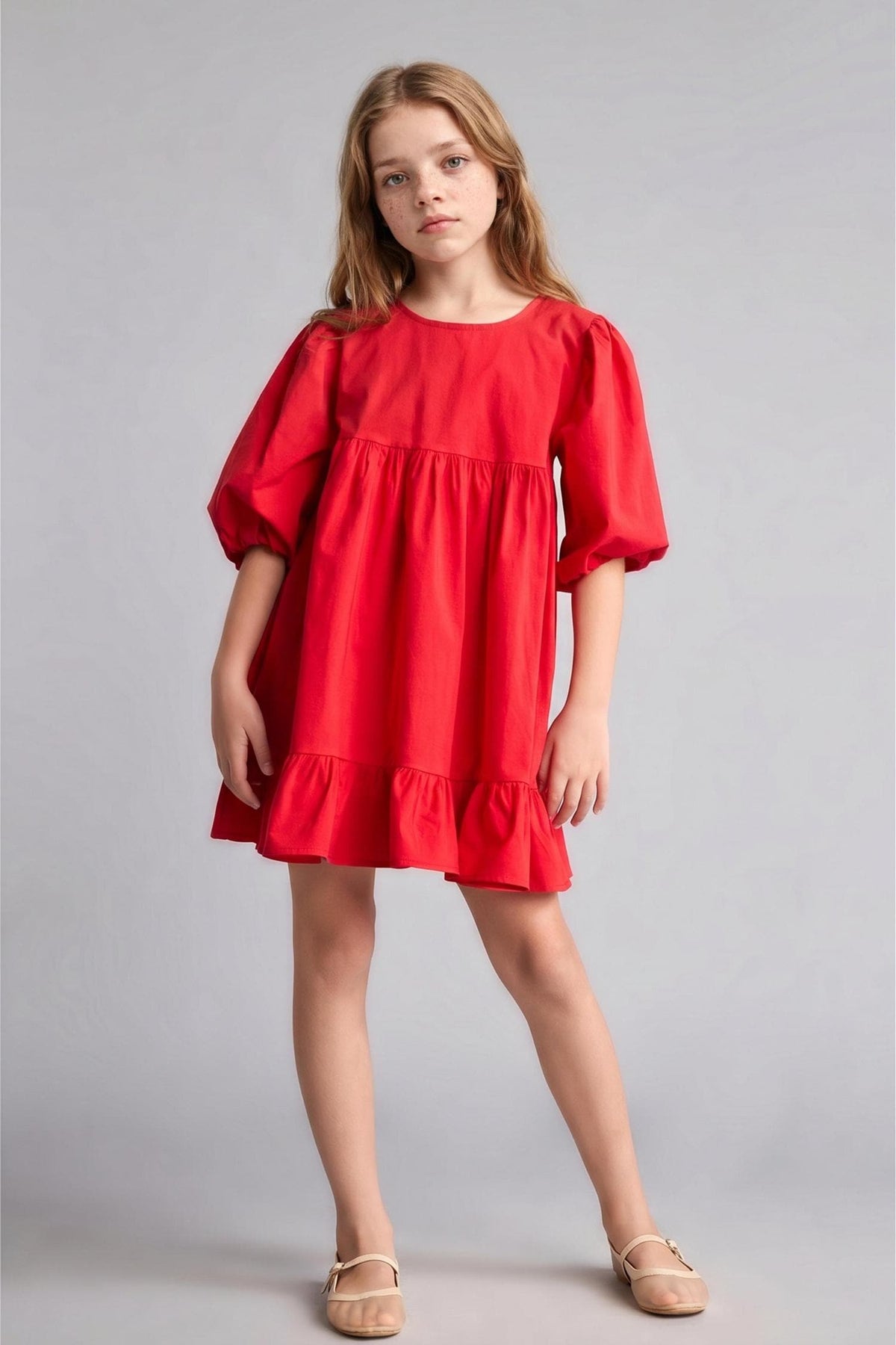 100% Cotton Short Sleeve Poplin Dress Girls