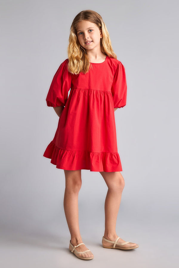100% Cotton Short Sleeve Poplin Dress Girls