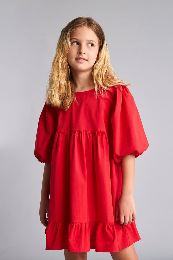 100% Cotton Short Sleeve Poplin Dress Girls