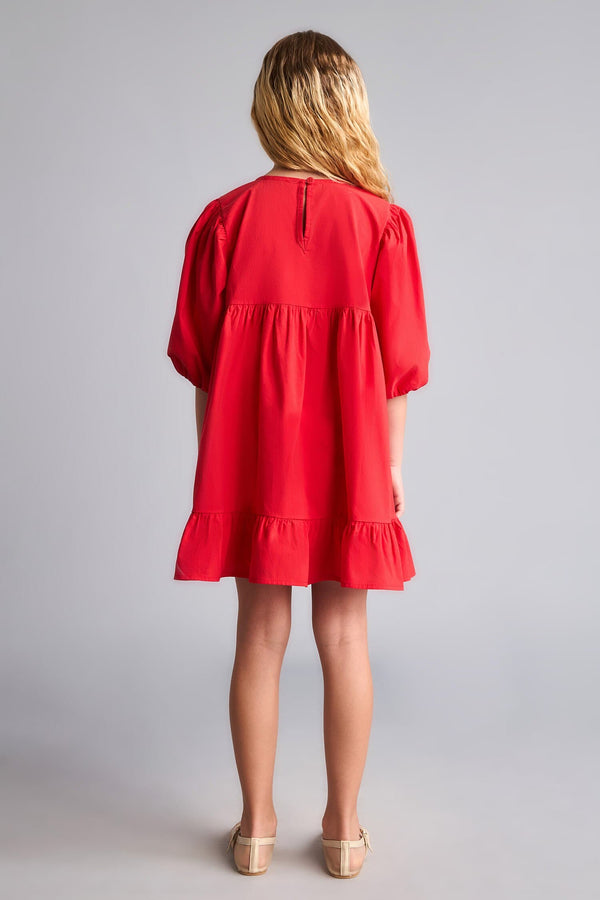 100% Cotton Short Sleeve Poplin Dress Girls