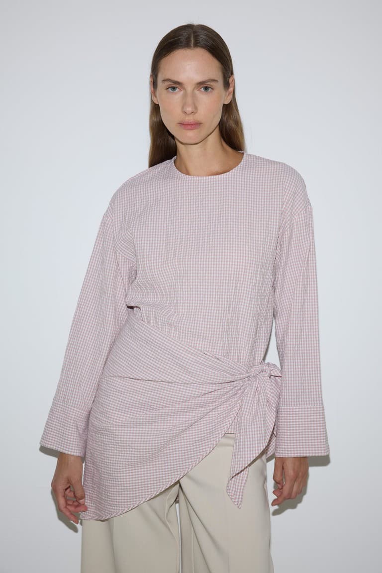 Cotton Regular Fit Wrinkle Textured Fabric Long Sleeve Tunic Main image