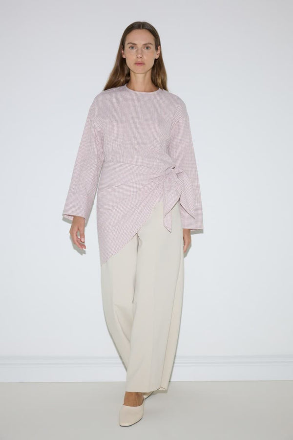 Cotton Regular Fit Wrinkle Textured Fabric Long Sleeve Tunic