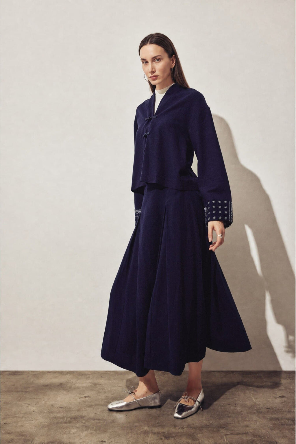 Cotton A Form Linen Blend Midi Skirt